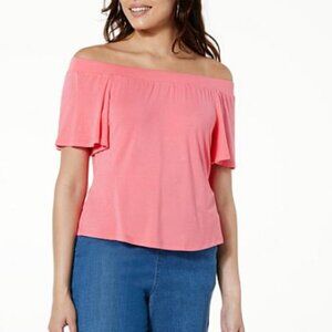 G by Giuliana Petunia Pink Eco Luxe Off Shoulder Top	Plus Size 2X